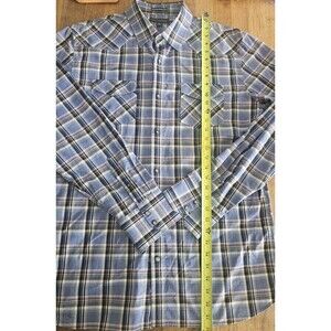 Banana Republic Underwater Blue Plaid Pearl Snap Button Western Shirt Men’s XL